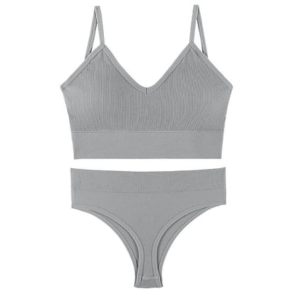 Women Seamless Bra Top Fitness Swimwear Push Up Exercise Bikini For Women 2 Pieces Ribbed Seamless Yoga Bikini Sets Sports Bra And Underwear Set 2 Piece High Waist Summer Bikini