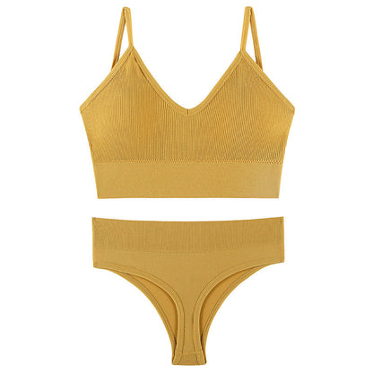 Women Seamless Bra Top Fitness Swimwear Push Up Exercise Bikini For Women 2 Pieces Ribbed Seamless Yoga Bikini Sets Sports Bra And Underwear Set 2 Piece High Waist Summer Bikini