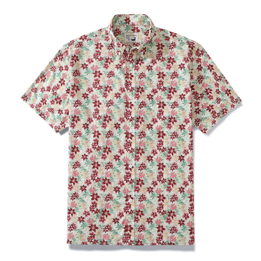 Hawaiian Shirt For Men Floral Vintage Aloha Wear Short Sleeve Hibiscus Print By Amy