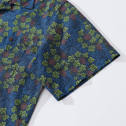 Hawaiian Shirt For Men Grapevine Shirt Camp Collar 100% Cotton By Amy
