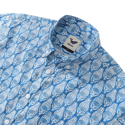 Men's Hawaiian Shirt Vintage Flowers Print Cotton Button-down By Amy