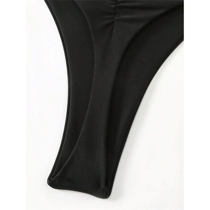 S - XL Black Scrunch Butt Thong Bikini Bottom Swim Brief Women Swimwear Female Bather Brazilian Tanga Panties Underwear V6864