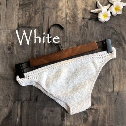 S - XL 9 Colors Crochet Knitted Bikini Bottom Swim Brief Women Swimwear Female Bather Brazilian Tanga Panties Underwear V4195