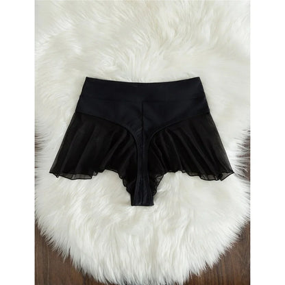 New Sexy Ruffled Mini MIcro Thong Bikini Bottom Swim Brief Women Swimwear Female Bather Brazilian Tanga Panties Underwear V4267