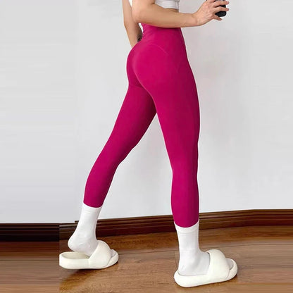 Nude Yoga Leggings Women High Waist One-piece Fitness Wear-free Underwear Belt Pocket Sports Pilates Trousers Fitness Pants