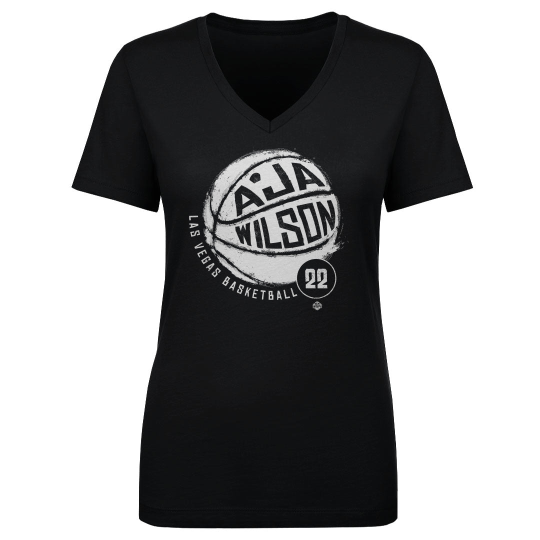A'ja Wilson #22 Las Vegas Basketball Women's V-Neck Tee — Gray