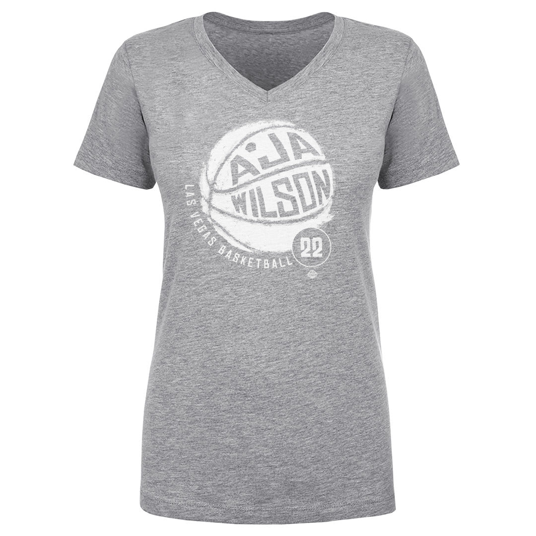 A'ja Wilson #22 Las Vegas Basketball Women's V-Neck Tee — Gray