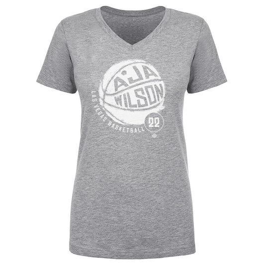A'ja Wilson #22 Las Vegas Basketball Women's V-Neck Tee — Gray