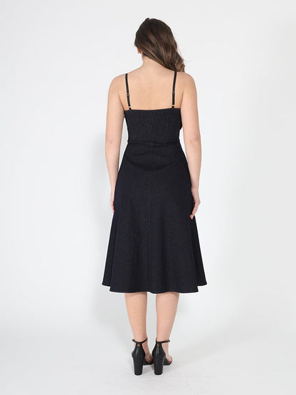 Gracia Fashion Women's Pleated Detail Strap A-Line Dress